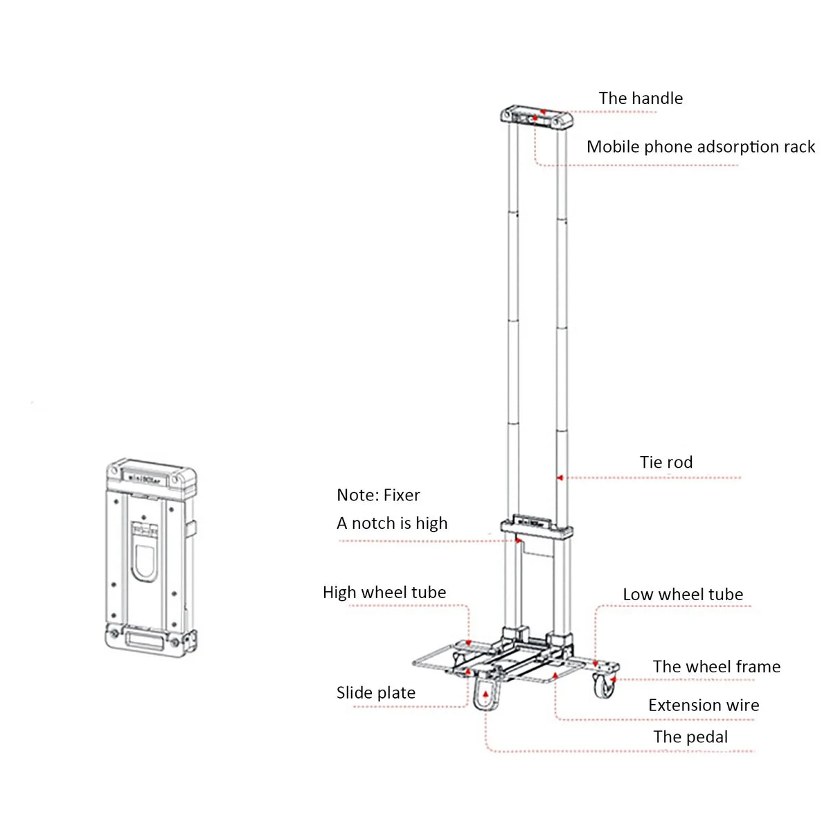Mini Foldable Moving Trailer Stainless Steel Cart Shopping