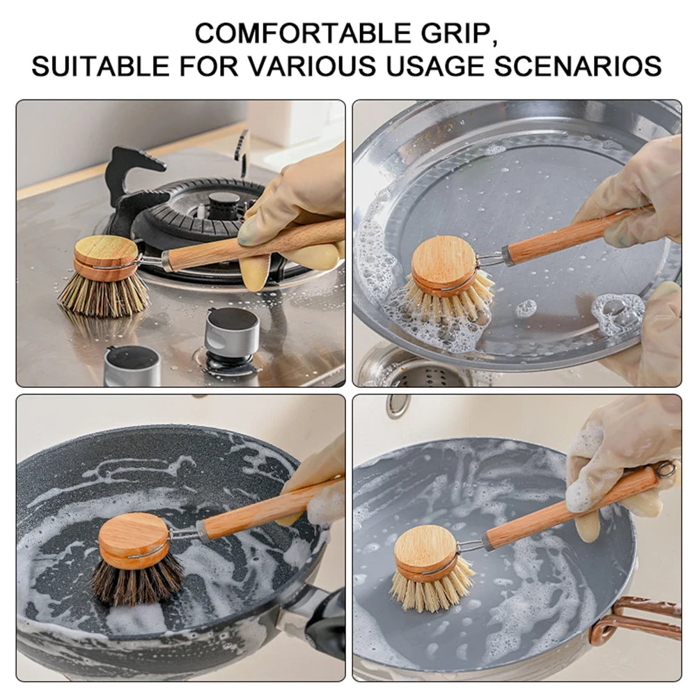 Dishes Brush Wooden Soft Bristles Dishes Stain Remove