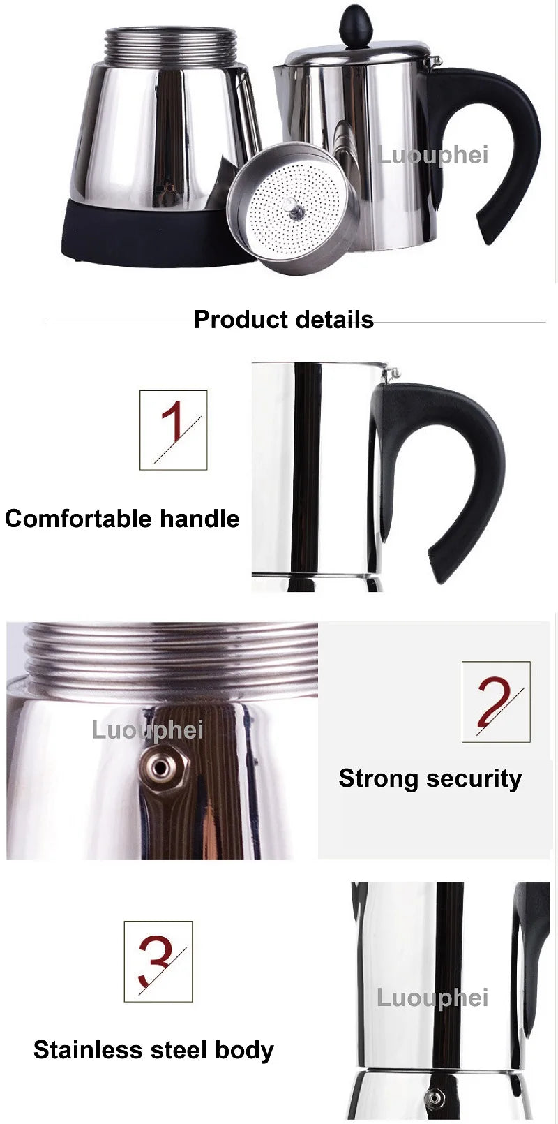 150ml/300ml Electric Coffee Maker Cups 3/6cups Stainless Steel