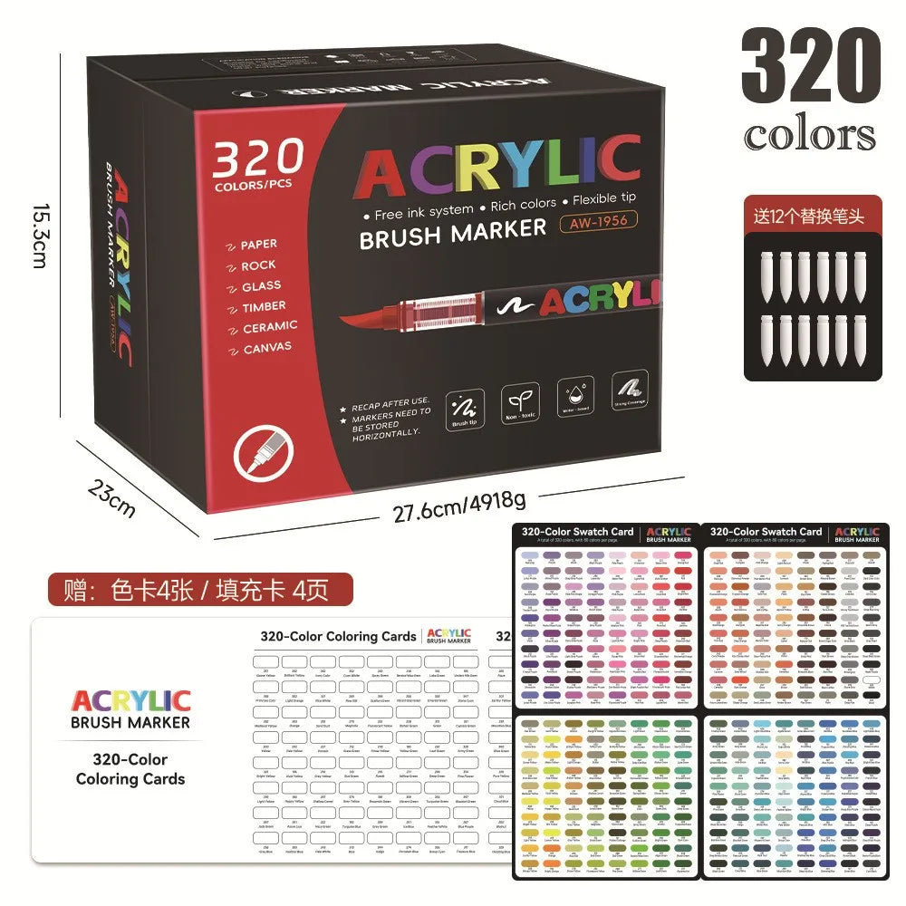 12-418 Colors Acrylic Paint Pen Markers Soft Brush