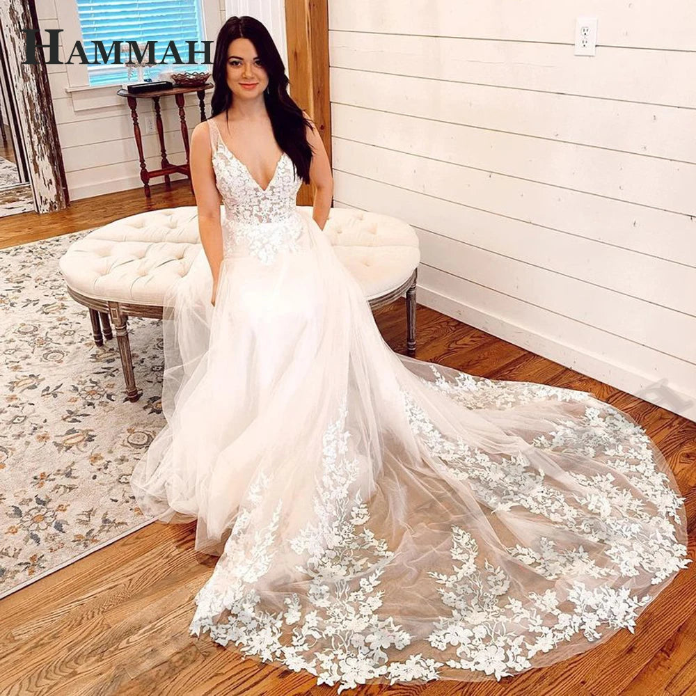 Modest Brush Train Wedding Dresses Brides Gown Tiered