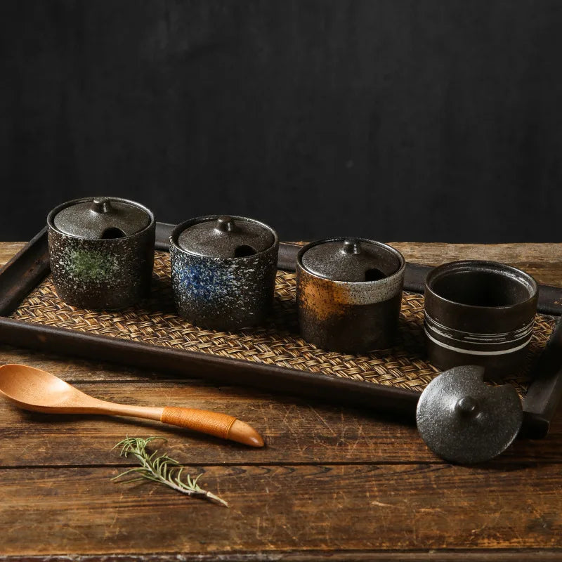 Japanese Style Vintage Ceramic Seasoning Jar Chili Storage