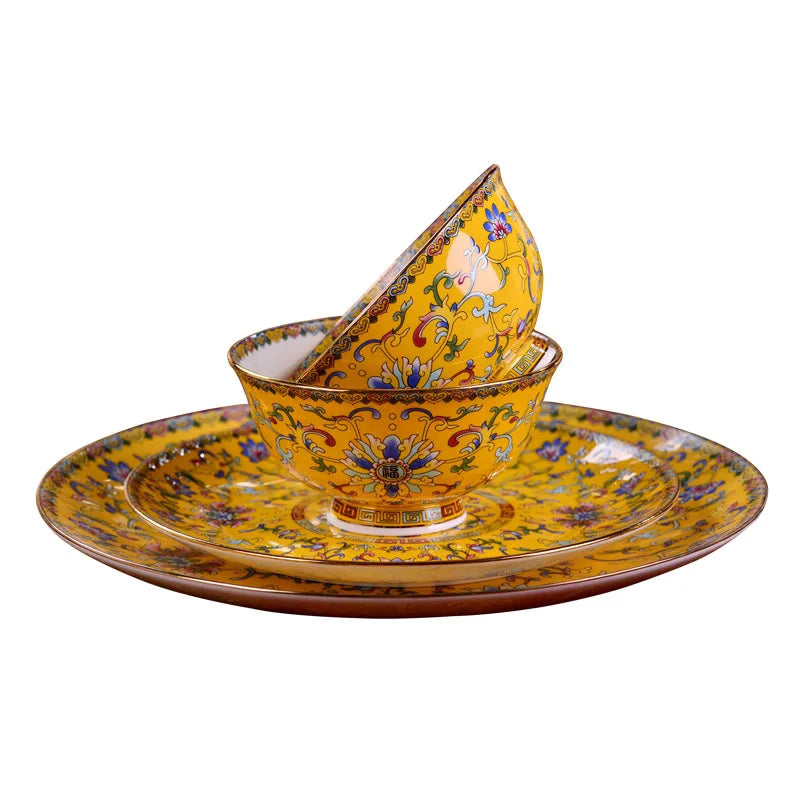 Jingdezhen Ceramic Bowl Dish Tableware Combination Palace Chinese