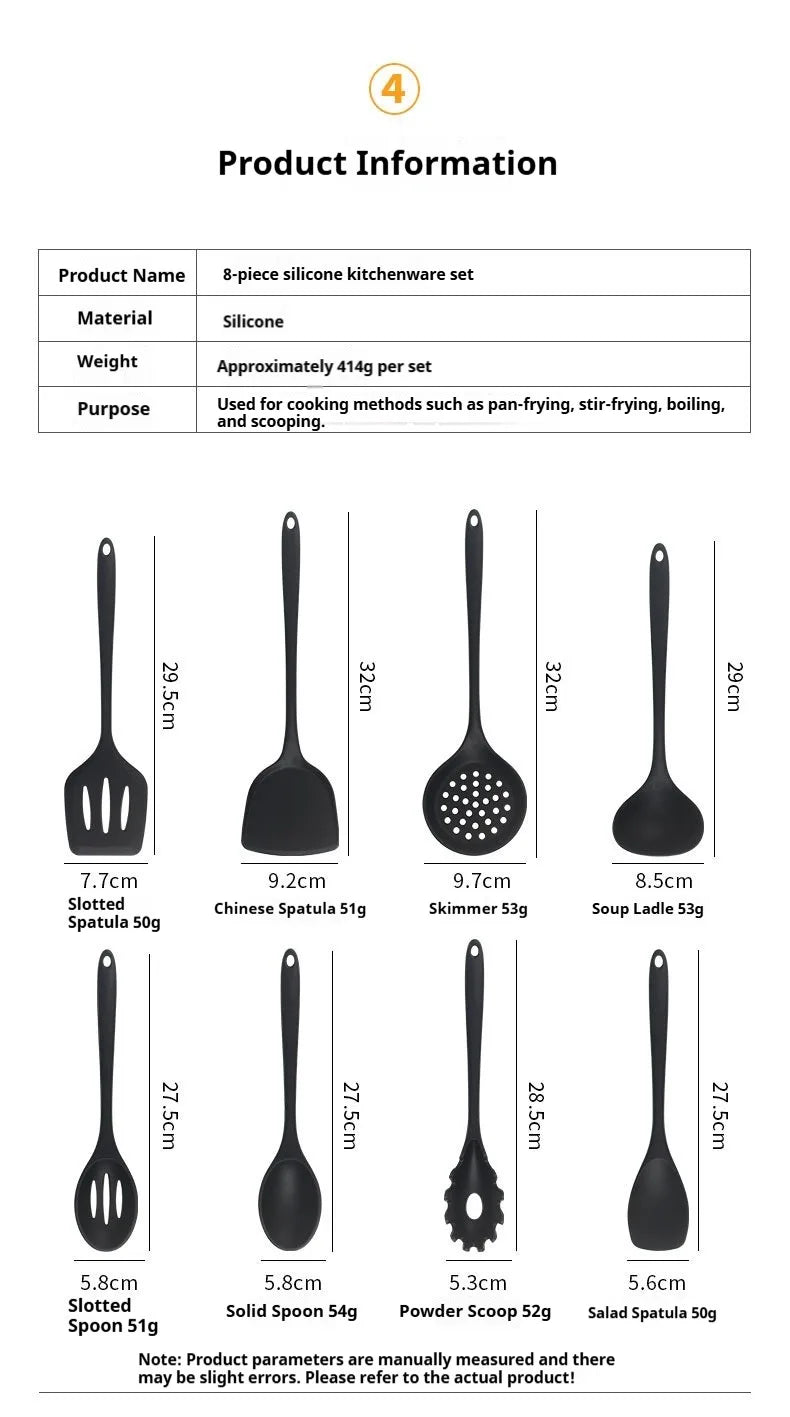 1/4/8pcs Silicone Cooking Utensils Utensils Non-Stick Cookware