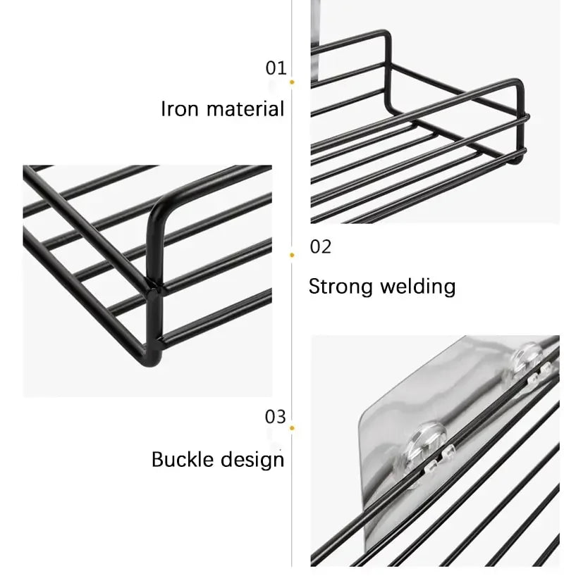 Bathroom Storage Rack Organizer Shelf Black Shelves Corner