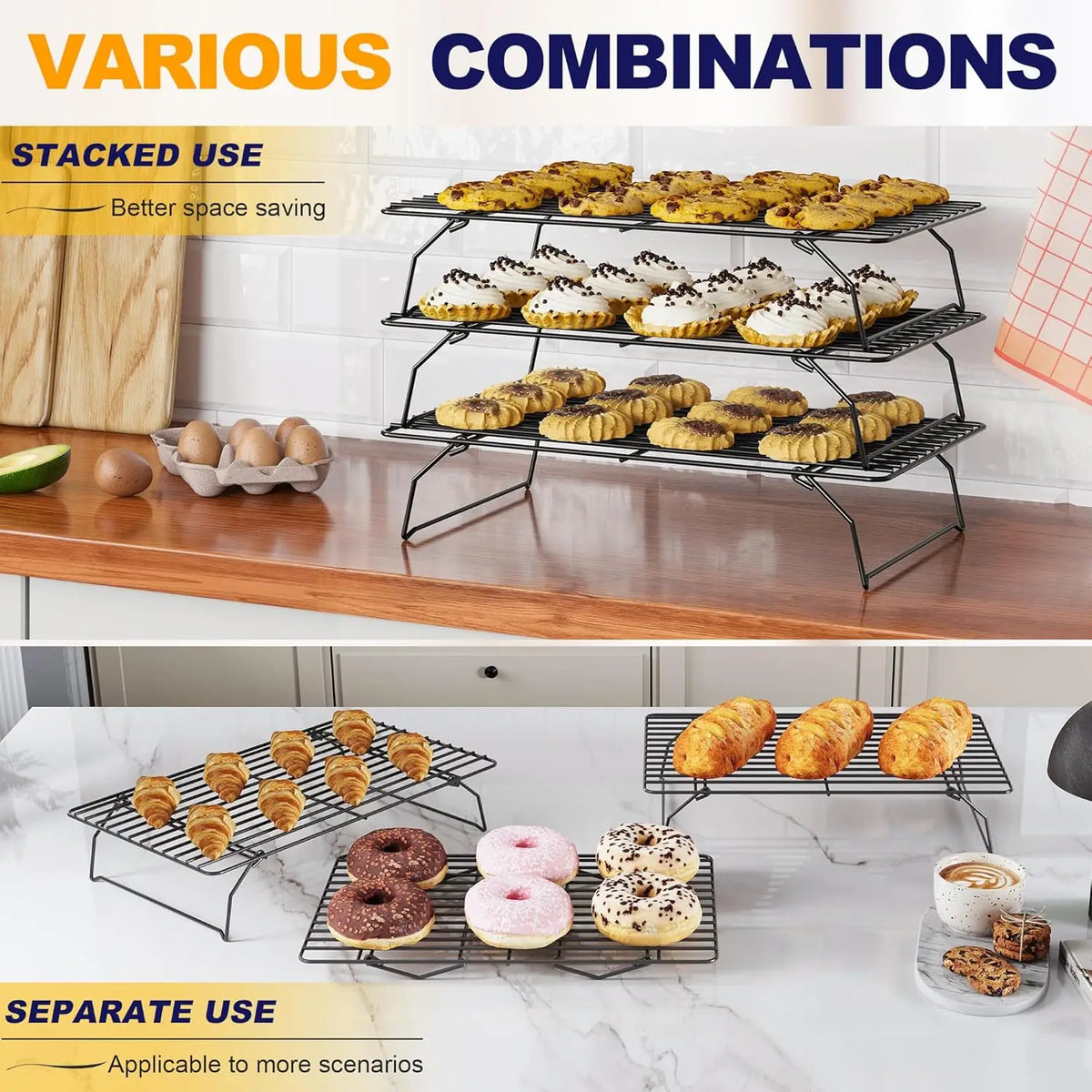 Stackable Cooling Rack Baking Tier Oven Safe Baking
