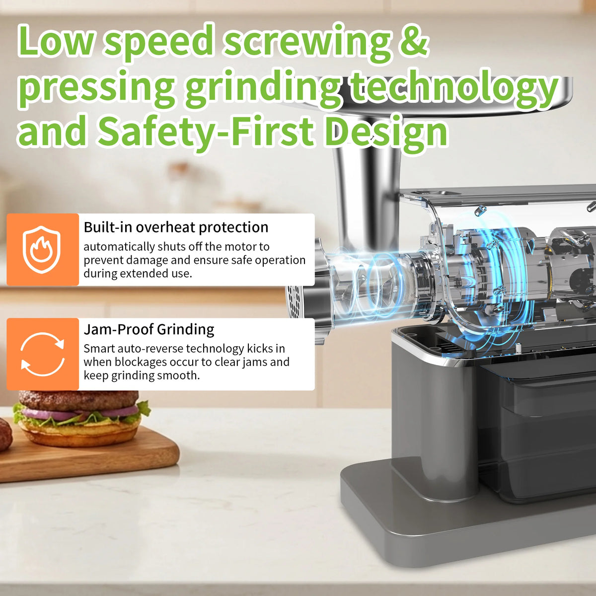 Biolomix 1600w Meat Grinder Touch Screen Presets Auto-Reverse