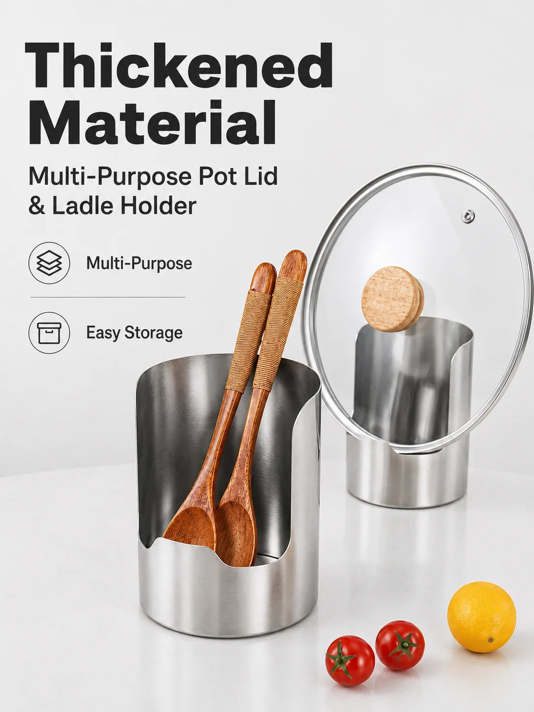 Stainless Steel Lid Utensil Holder Multipurpose Organizer Spoons