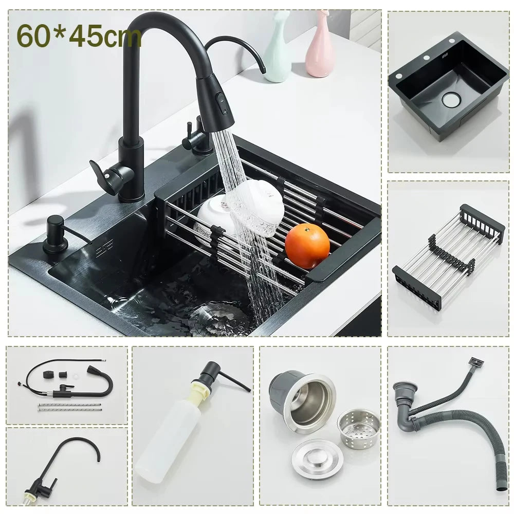 Stainless Steel Sink Large Integrated Faucet Sink Dish