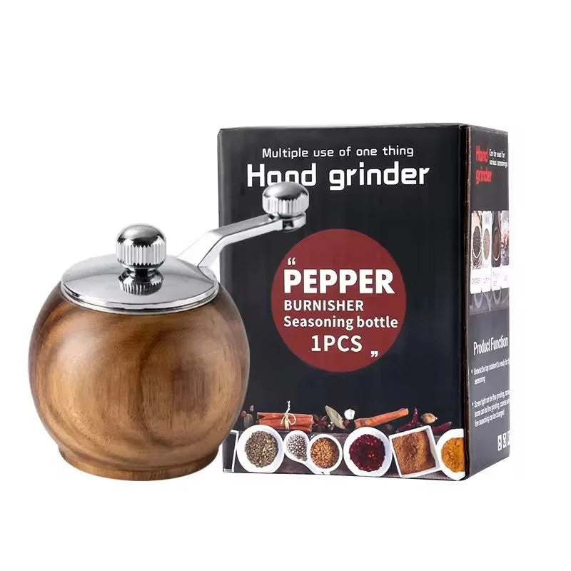 Wood Salt Pepper Mill Hand Operated Mini Ceramic