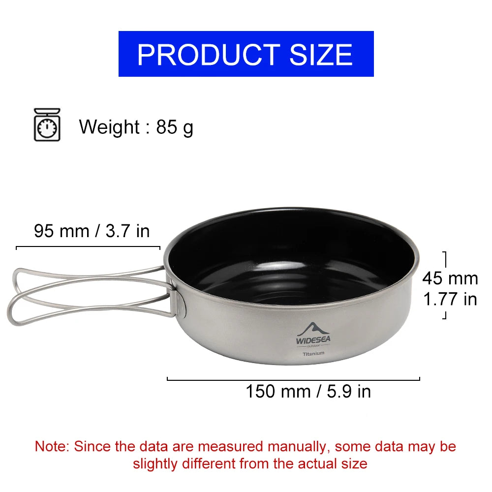 Widesea Camping Titanium Frying Pan Pot Bowl Ultra-Light