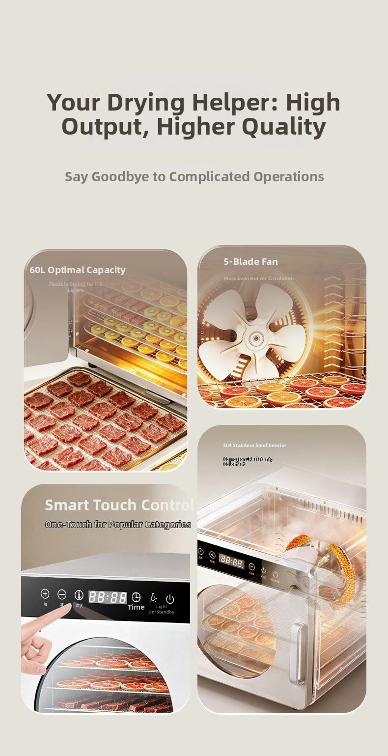 8-Layer Commercial Food Dehydrator Stainless Steel Electric Dryer