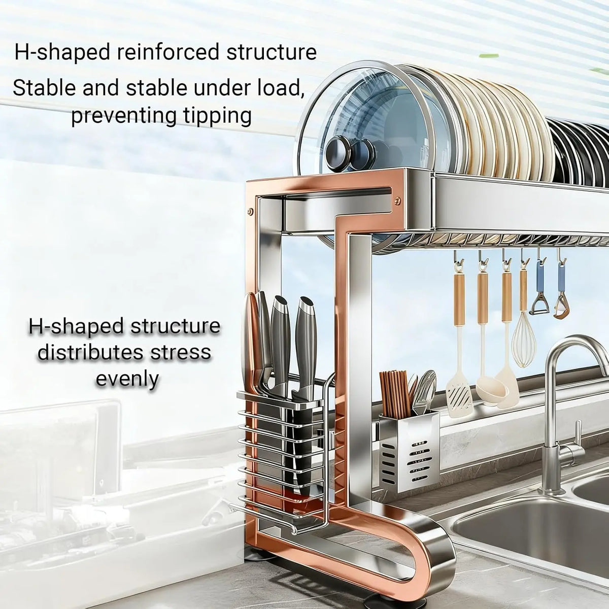 304 Stainless Steel Sink Rack Multi-Functional Dish Drainer