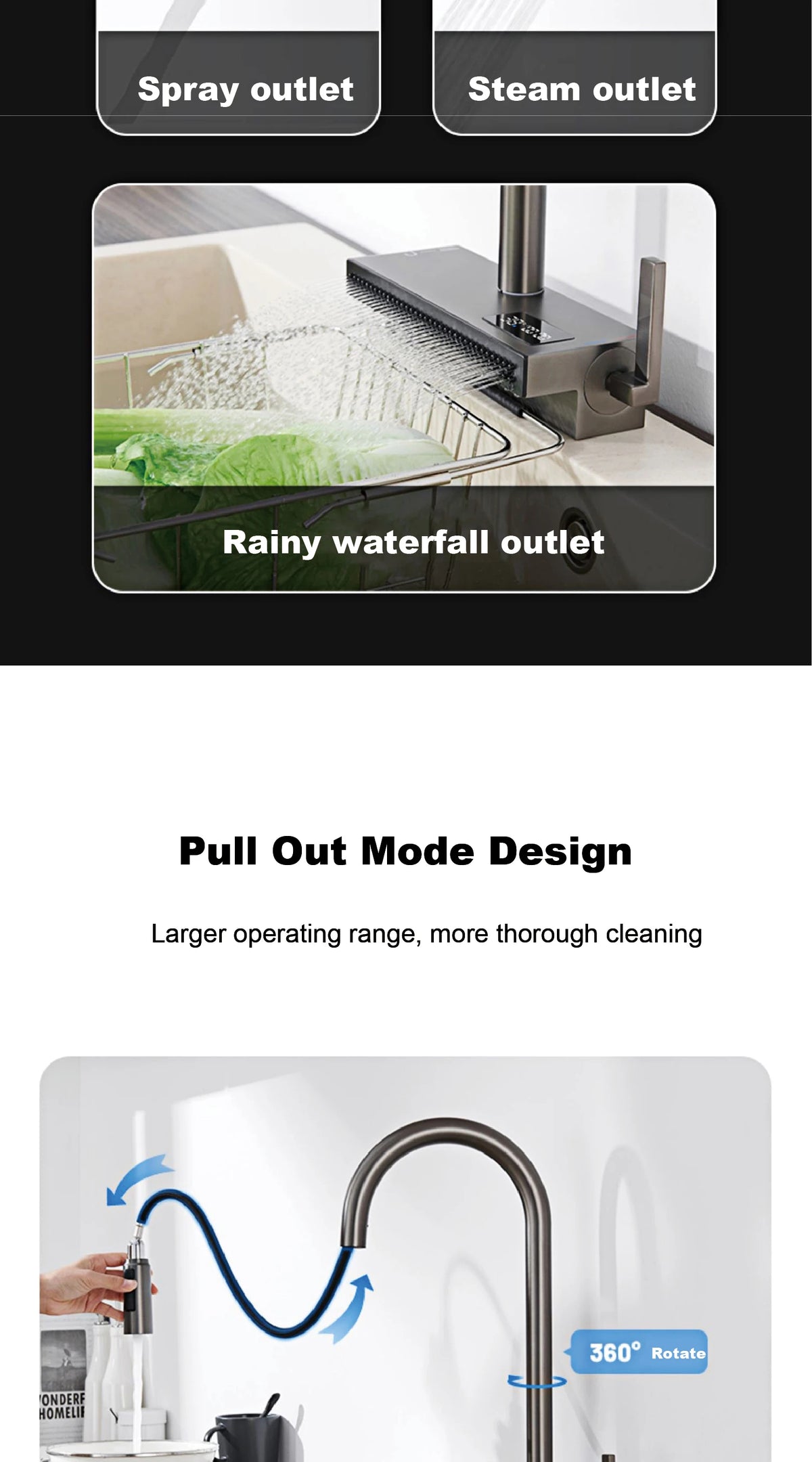 Luxury Gunmetal Brass Led Digital Display Faucet Hole