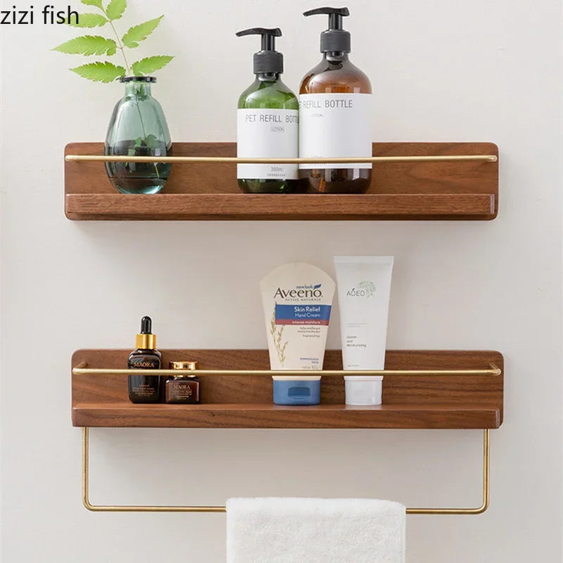Wooden Towel Rack Roll Holder Wall Mounted Shelf