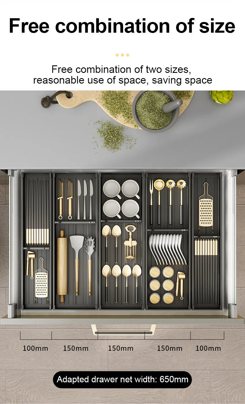 Adjustable Dish Rack Under Cabinet Drawer Spoon Chopsticks