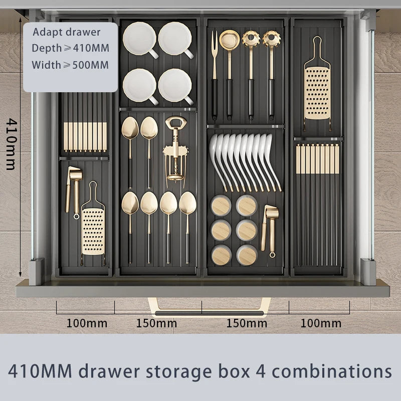 Adjustable Dish Rack Under Cabinet Drawer Spoon Chopsticks