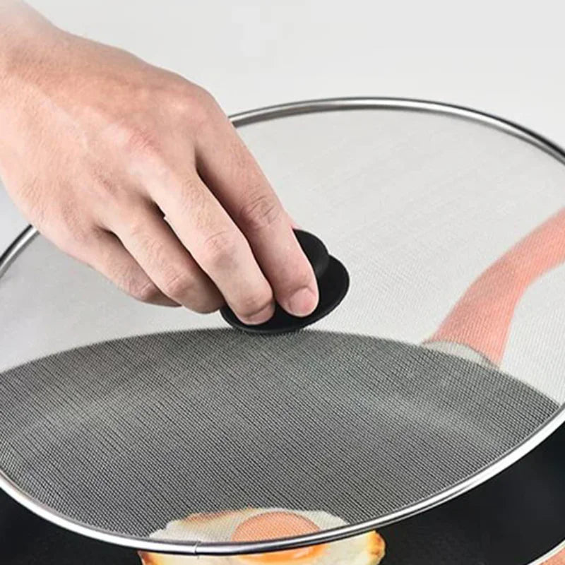 Black Splatter Screen Anti Grease Frying Pan Oil