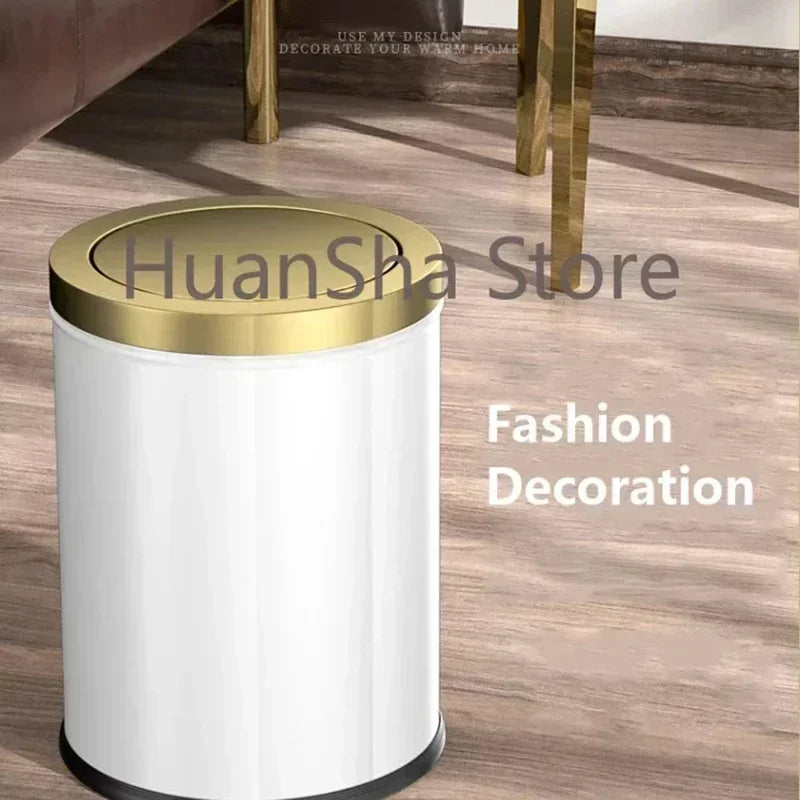 Stainless Steel Trash Can Gold Bathroom Bedroom Recycle