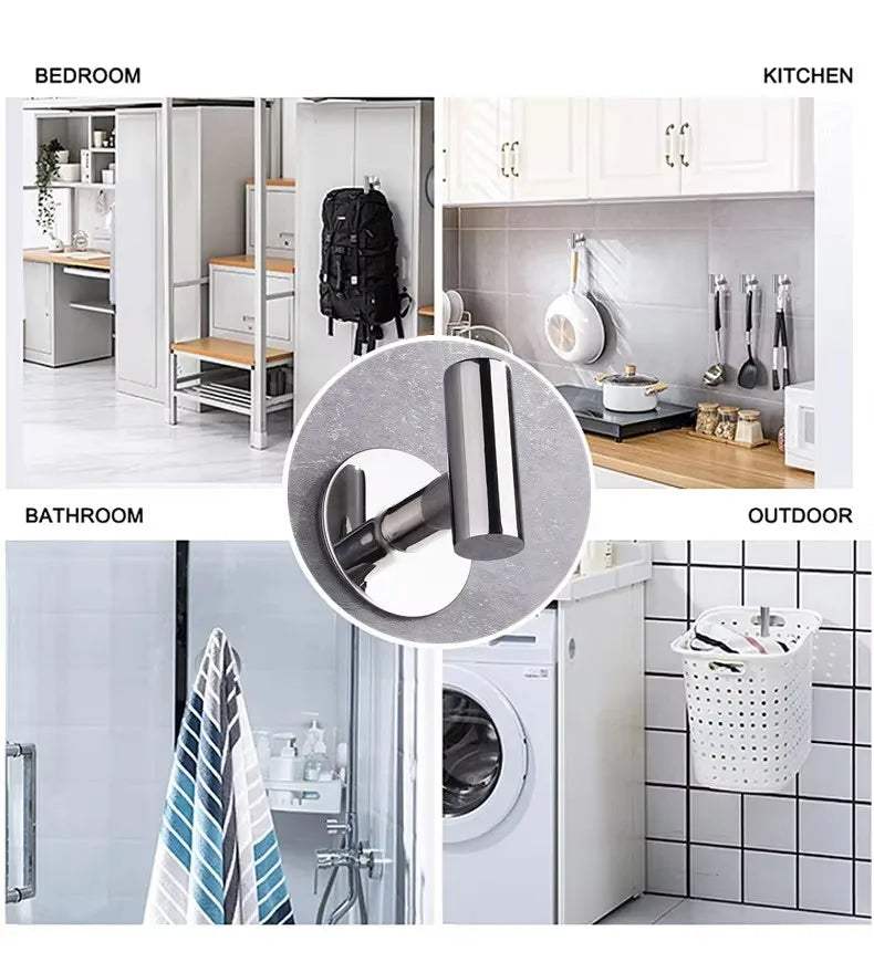 304 Stainless Steel Bathroom Towel Hooks Black Coat