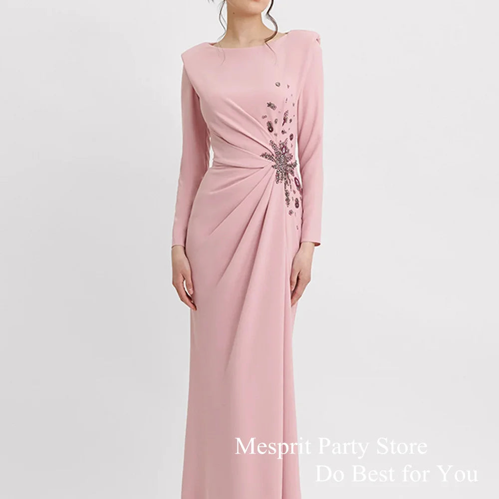 Brush Pink Evening Dress Mermaid Party Gown Customized