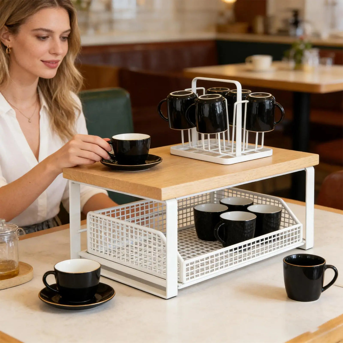 Desktop Storage Rack Double Layer Organization Shelf Counter