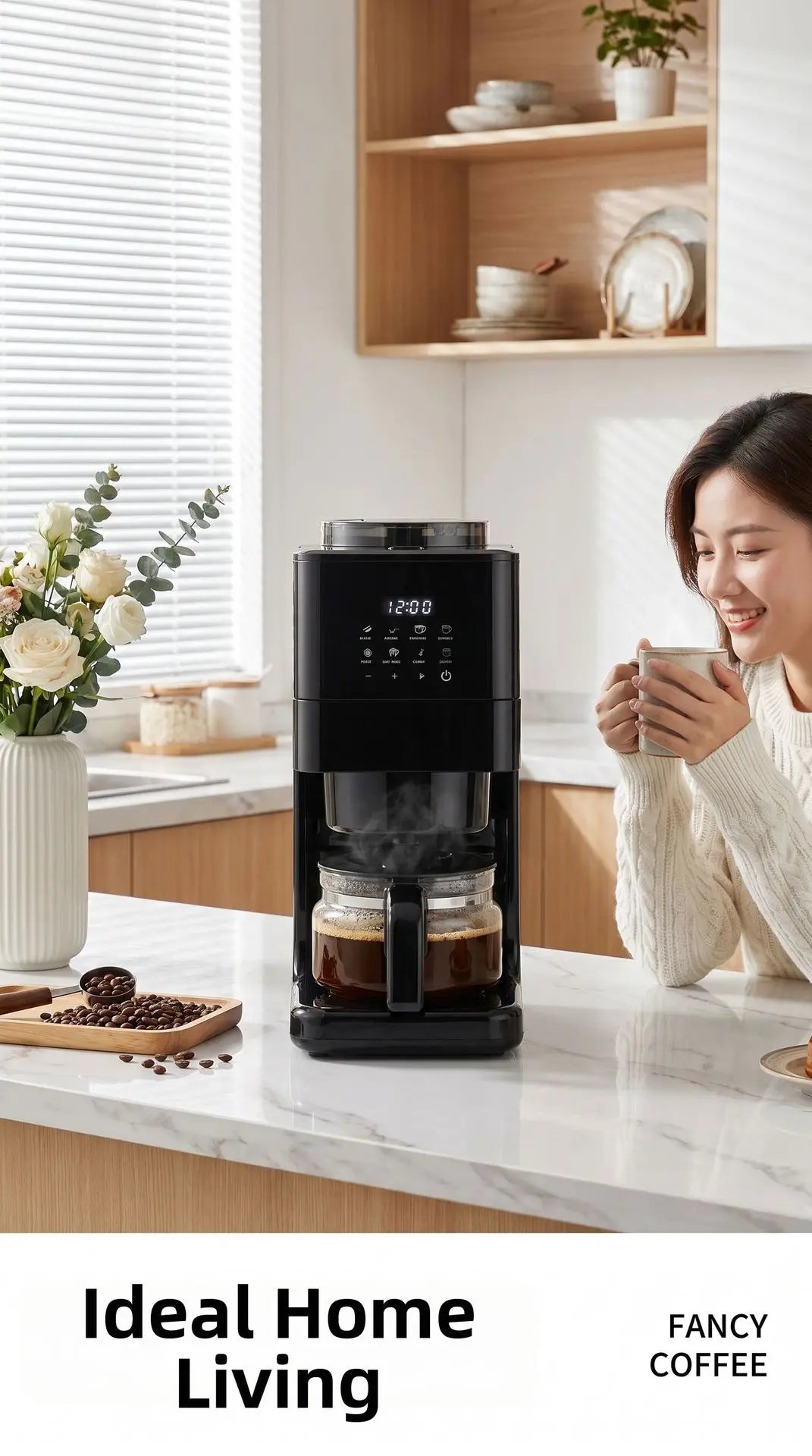 Automatic Coffee Maker Built-In Grinder & Cold Dual