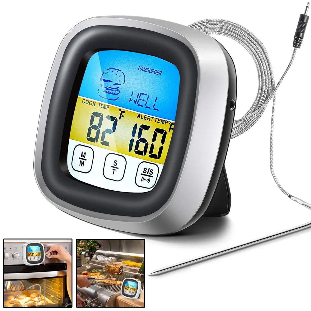 Digital Thermometer Probe Touch Screen Meat Barbecue Food