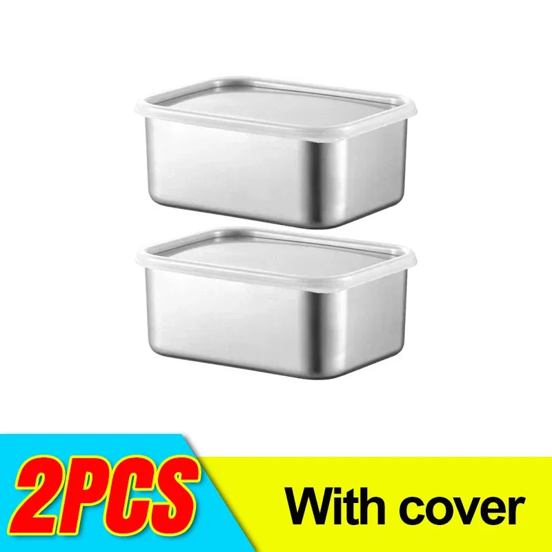 Stainless Steel Food Storage Container Fridge Fresh-Keep Storage