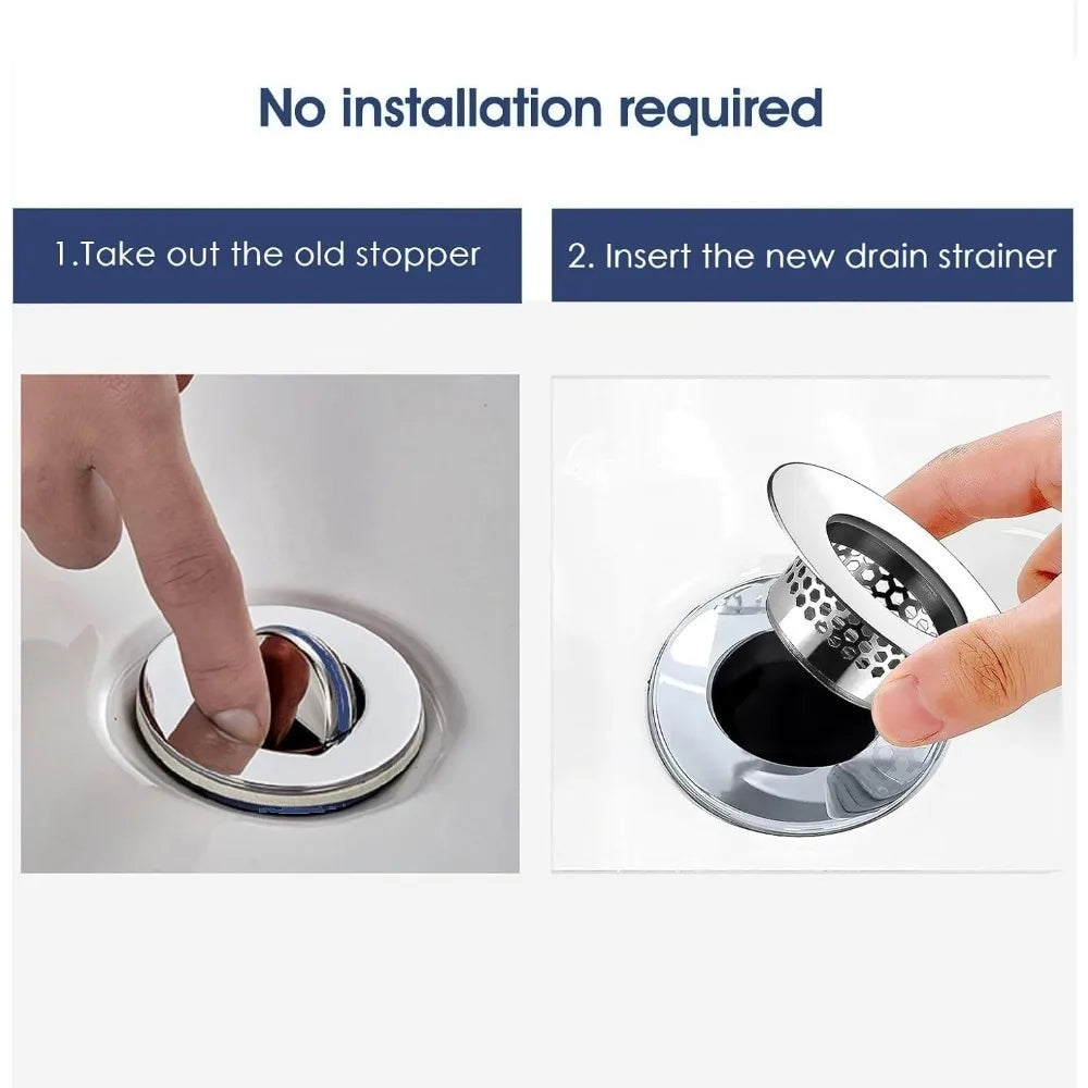 Universal Stainless Steel Bathroom Sink Strainer Hair Catcher