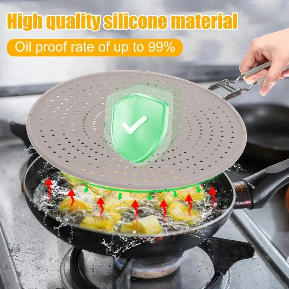 Silicone Splatter Screen Frying Pan Grease Oil Splatter