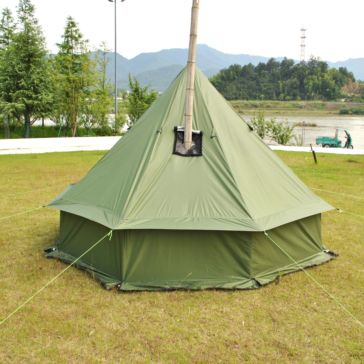 Person Large Pyramid Tent Four Seasons Camping Chimney