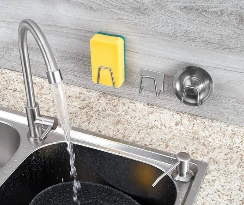 Stainless Steel Sink Sponges Holder Self Adhesive Drain