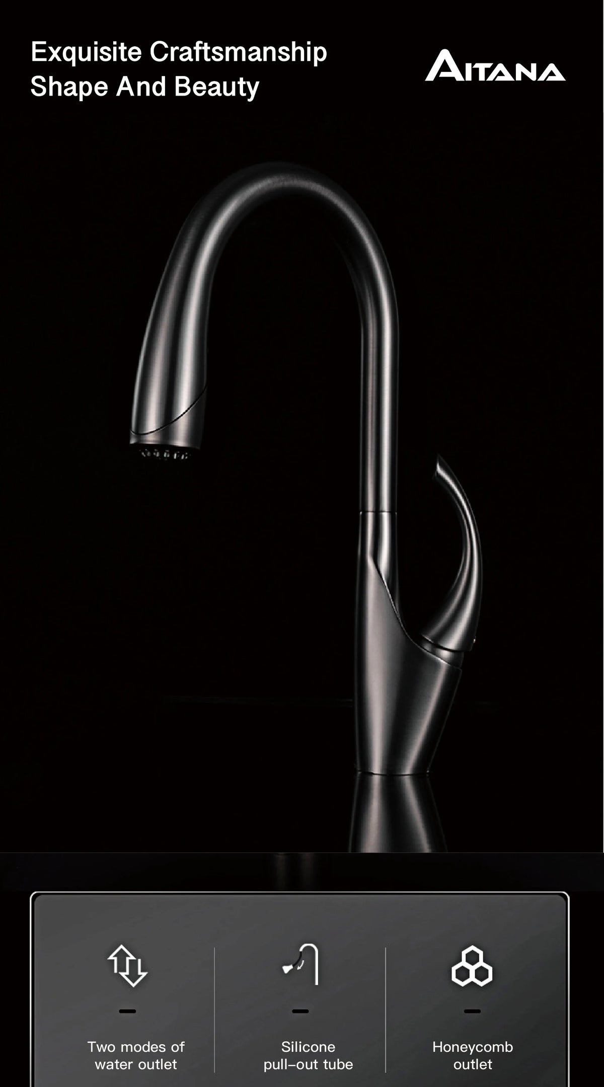 High End Touch Black Faucet Brass Pull Out