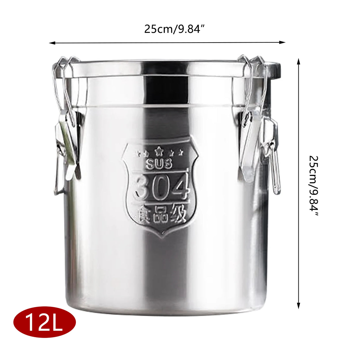 6l/12l Stainless Steel Cereal Container Rice Oil Storage