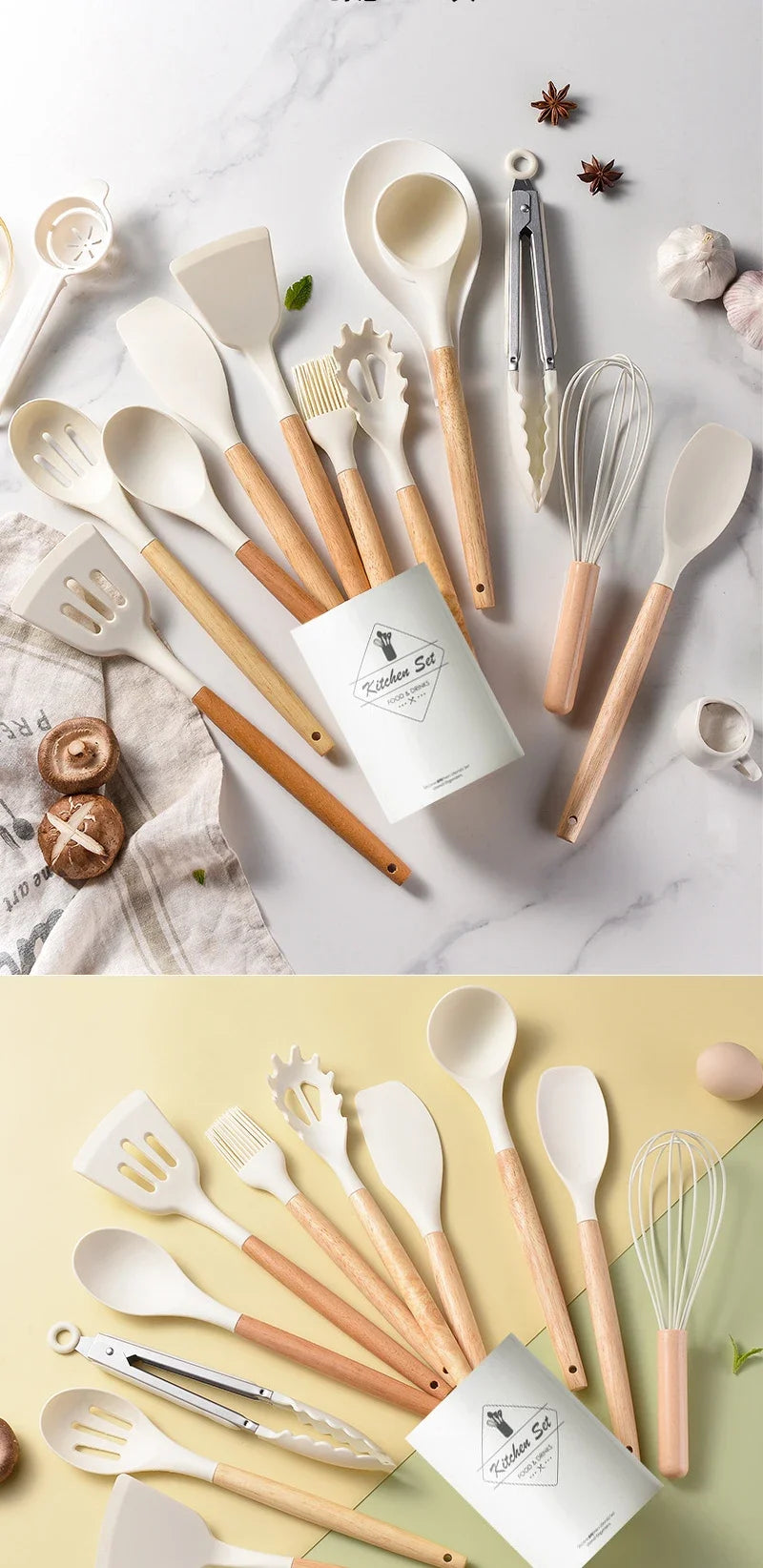 12pcs Silicone Utensils Non-Stick Cookware Spatula Shovel Egg