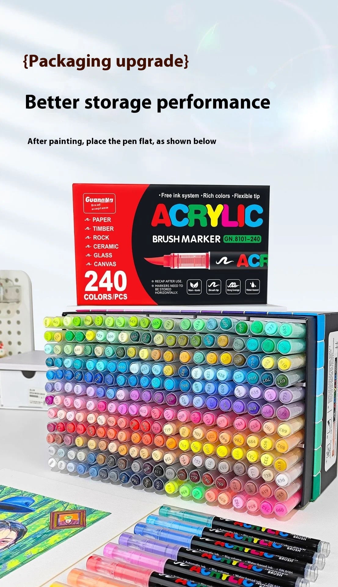12-240 Colors Acrylic Paint Pens Pencil Brush Markers