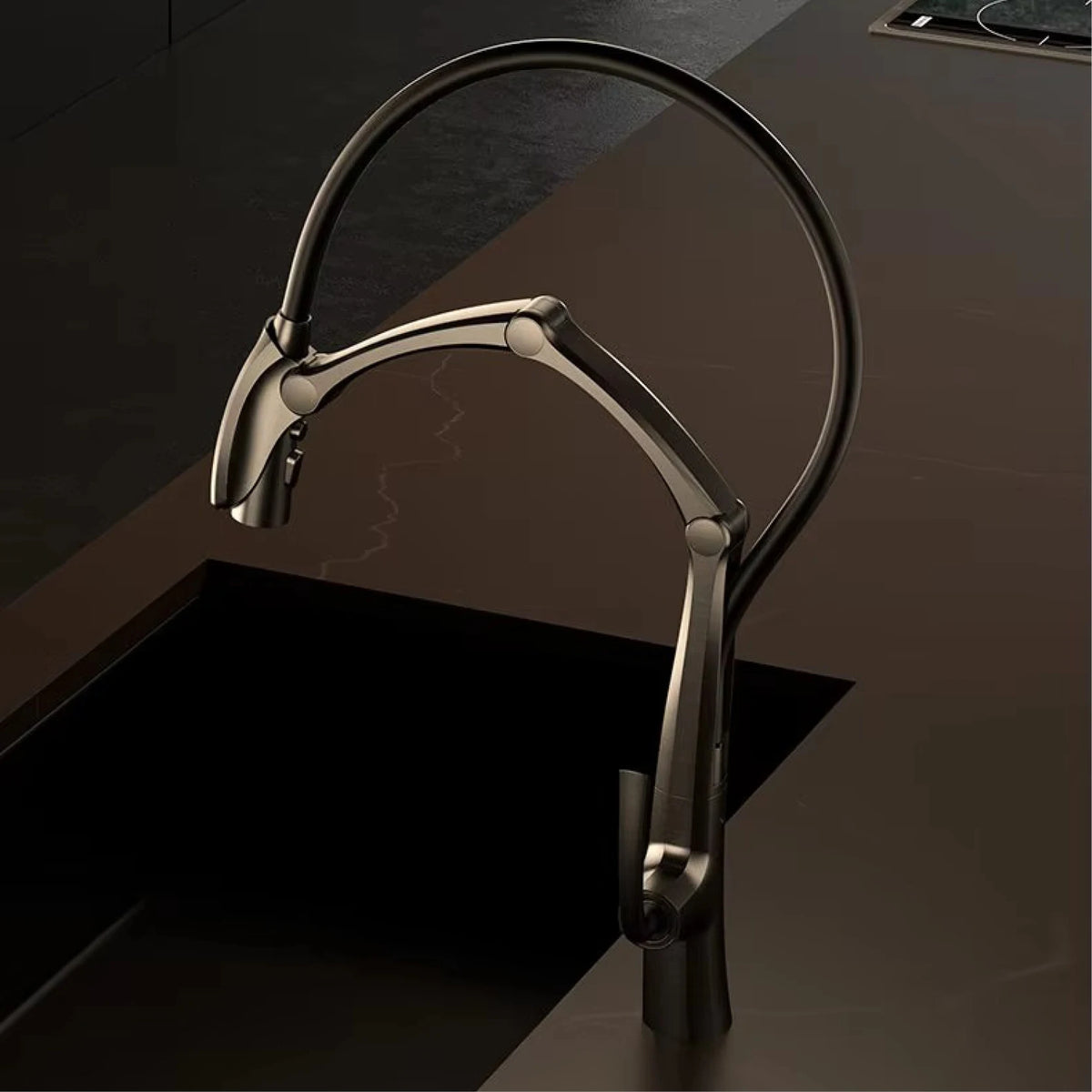 Aitana Gun Grey Luxury Brass Led Display Faucet