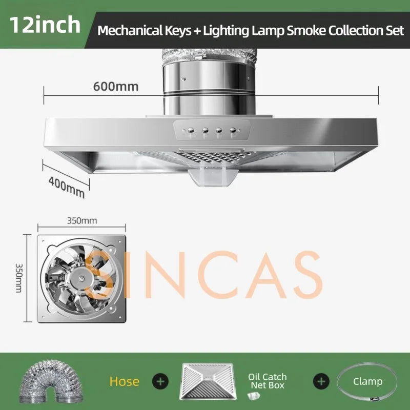 Stainless Steel Range Hood Lighting Easy-Install Exhaust Fan