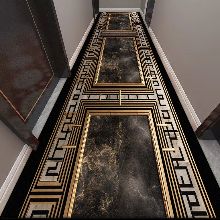 Golden Long Corridor Carpet Luxury European Decoration Hallway