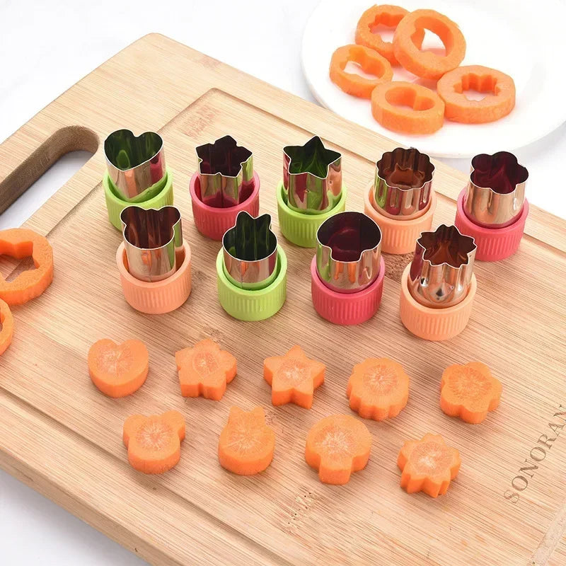 3/12pcs Star Heart Shape Vegetables Cutter Plastic Handle