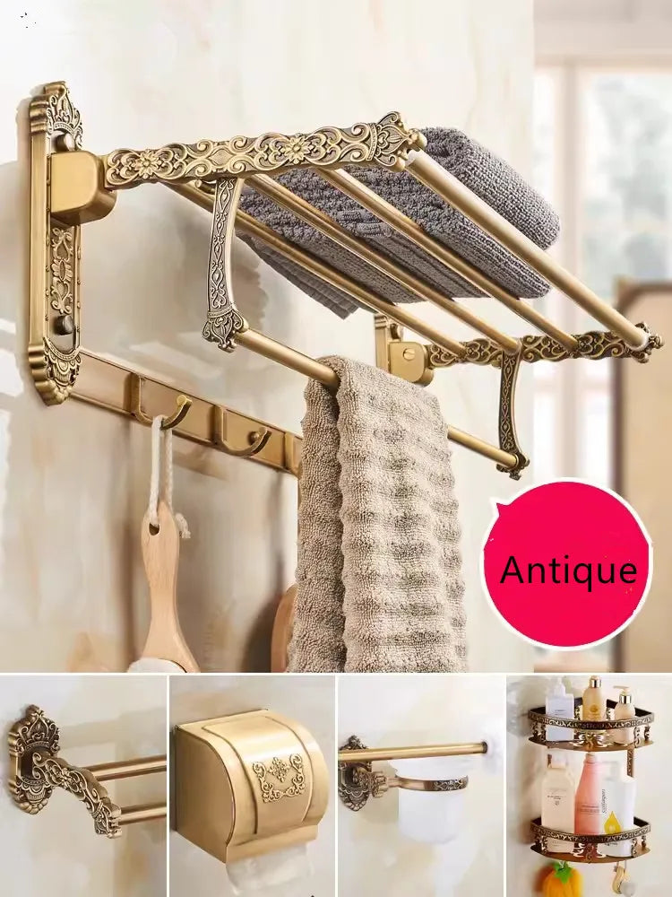 Antique Bronze Carved Bathroom Aluminum Bath Hardware Bathroom