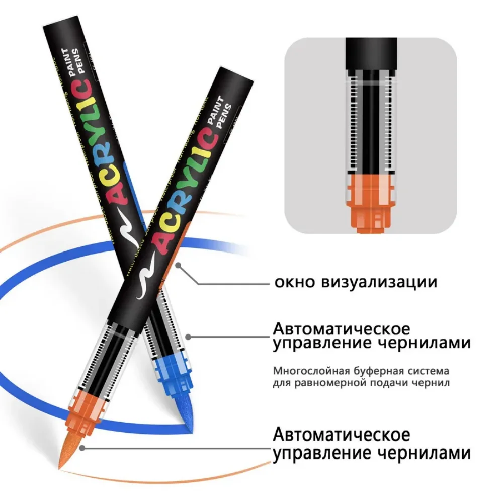 12-418 Colors Acrylic Paint Pen Markers Soft Brush