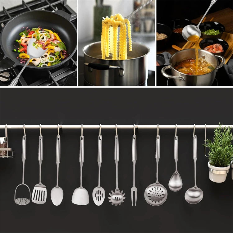 Lmetjma 304 Stainless Steel Utensils All Metal Long