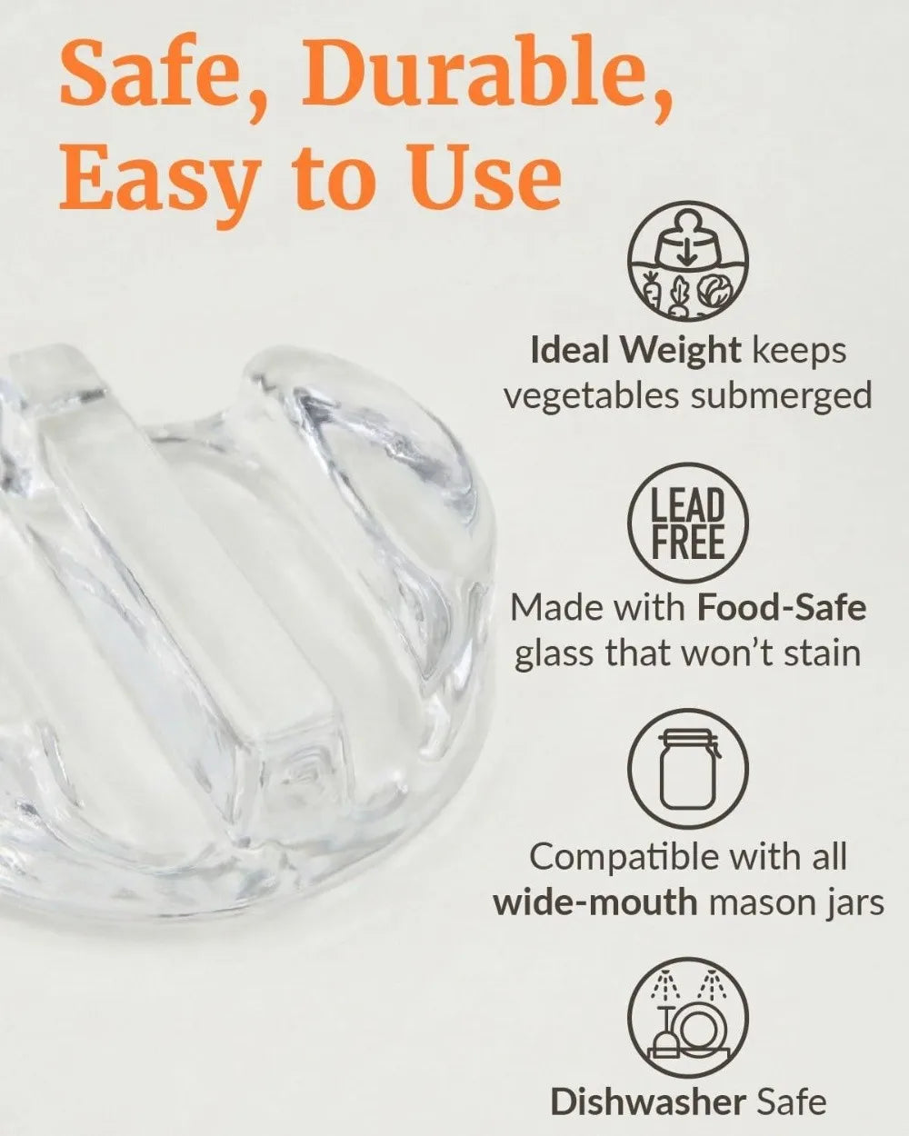 Fermented Glass Weights Handle Clear Wide Mouth Mason