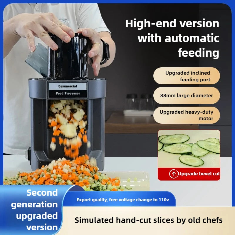 In Dual-Feed Electric Food Chopper Automatic Potato Dicer
