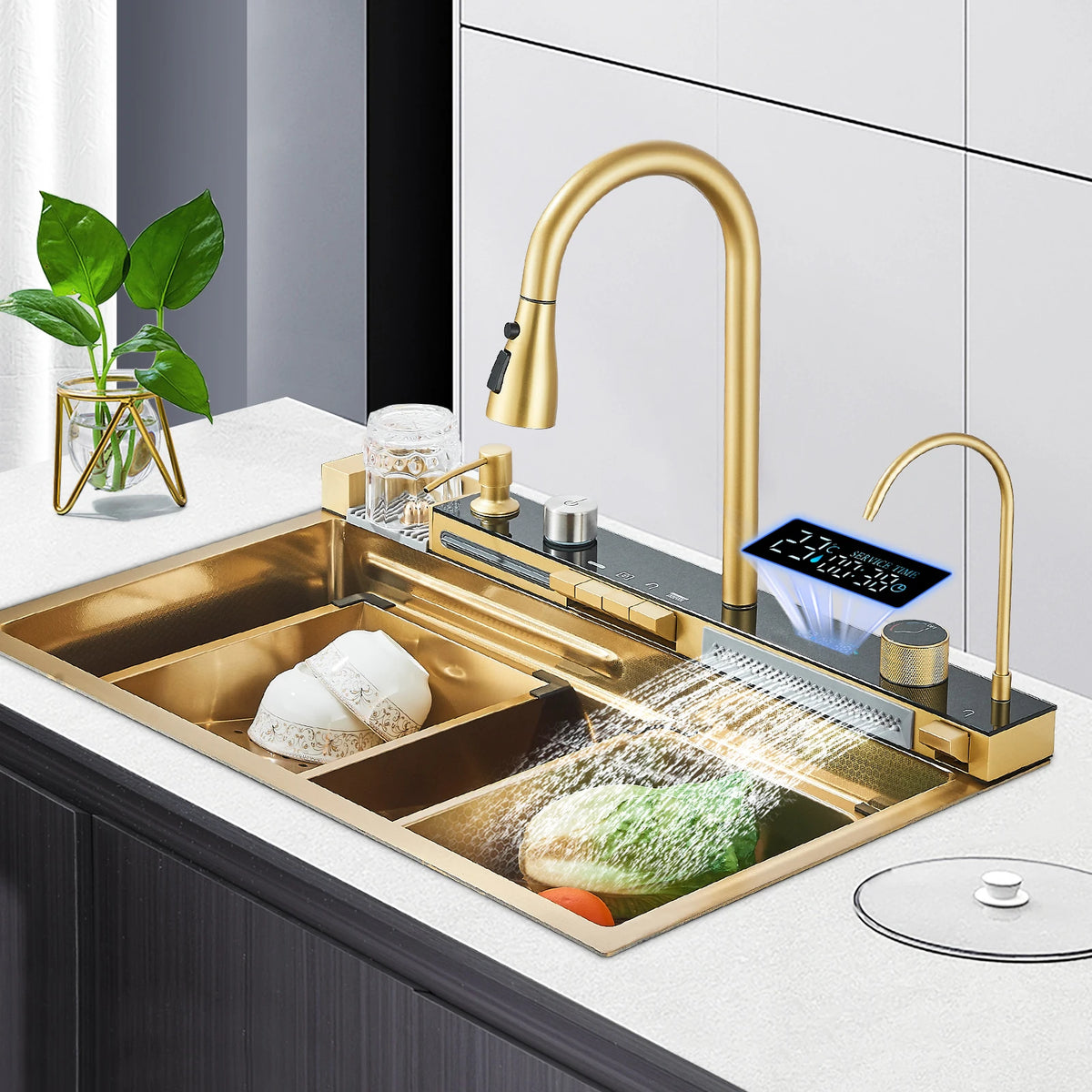 Golden Smart Digital Display Integrated Sink Temperature Control