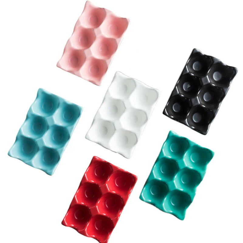 Grids Egg Holder Ceramic Anti-Slip Egg Box Refrigerator