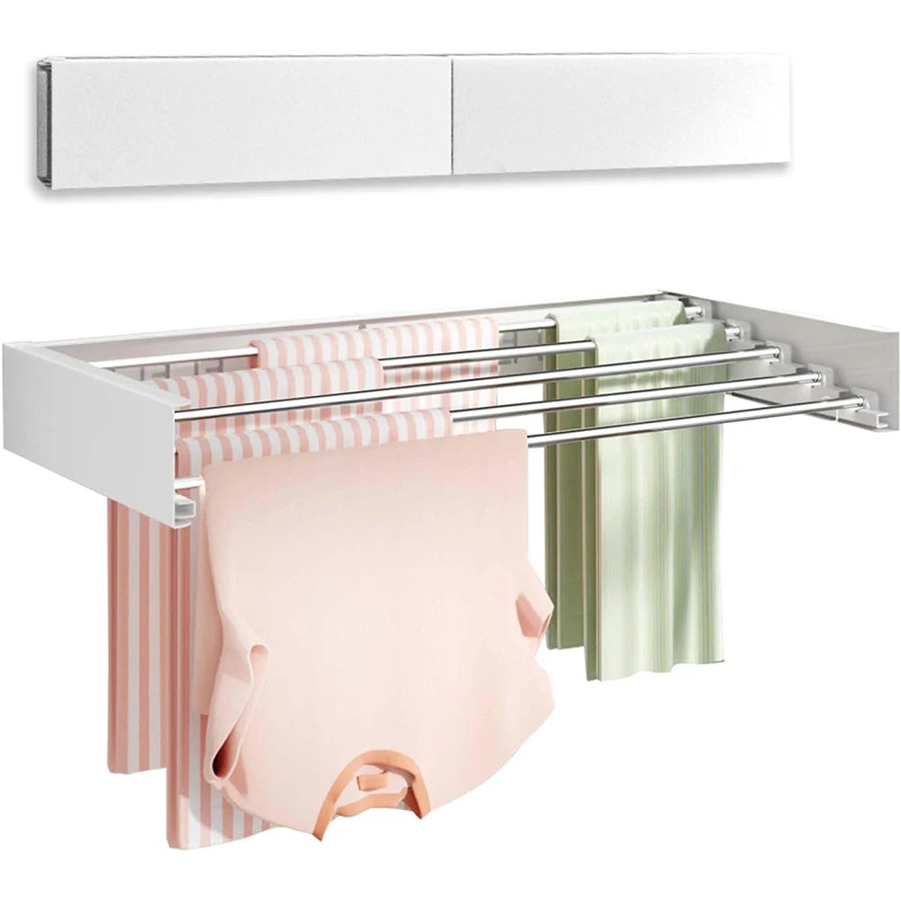 Wall Mounted Clothes Drying Rack Indoor Retractable Collapsible