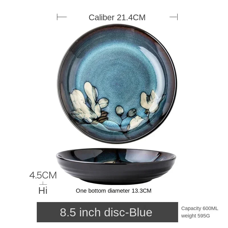 Chinese-Style Ceramic Deep Plate Salad Plate Disc Personality